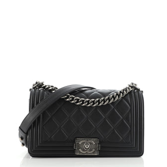 Chanel Boy Flap Bag Quilted Lambskin Old Medium