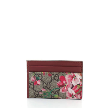 Gucci Card Holder Blooms Print GG Coated Canvas