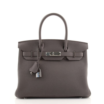 Hermes Birkin Handbag Grey Togo with Palladium Hardware 30