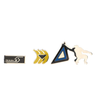 Prada Symbol Pin Brooch Set Metal and Enamel