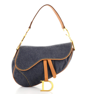 Christian Dior Vintage Saddle Bag Denim Medium