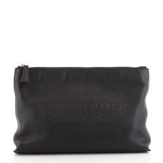 Burberry Duncan Zip Pouch Embossed Leather