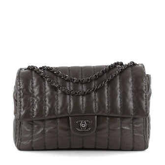 Chanel Vertical Stitch Single Flap Quilted Lambskin Jumbo