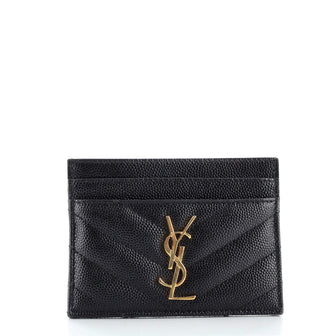 Saint Laurent Classic Monogram Card Holder Matelasse Chevron Leather