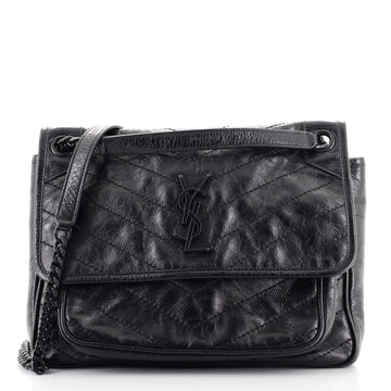 Saint Laurent Niki Chain Flap Bag Matelasse Chevron Leather Medium
