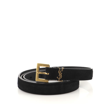 Saint Laurent Classic Monogram Square Buckle Belt Suede Thin