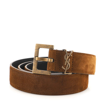 Saint Laurent Classic Monogram Square Buckle Belt Suede Medium