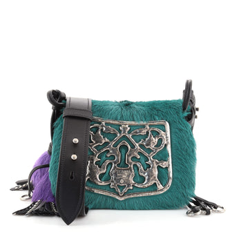 Prada Corsaire Shoulder Bag Calf Hair and Quilted Velvet Small