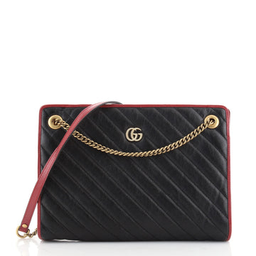Gucci GG Marmont Accordion Shoulder Bag Diagonal Quilted Leather Medium