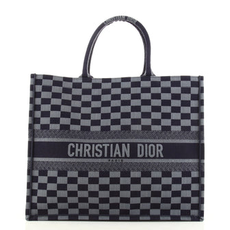 Christian Dior Book Tote Check Canvas