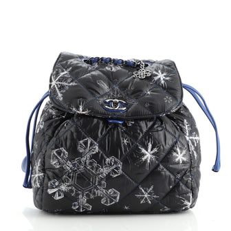 Chanel CC Flap Backpack Quilted Printed Nylon Small