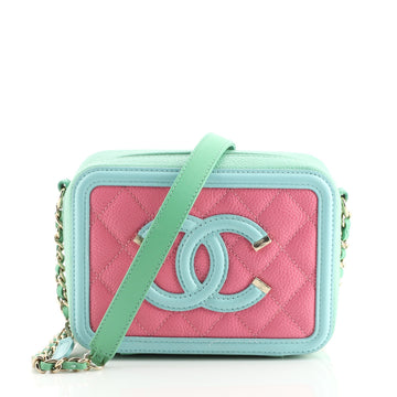 Chanel Filigree Vanity Clutch with Chain Quilted Caviar Mini