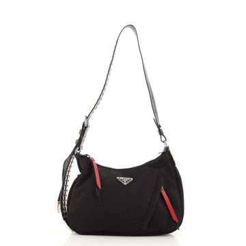 Prada New Vela Hobo Tessuto with Studded Leather Medium