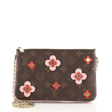 Louis Vuitton Double Zip Pochette Limited Edition Blooming Flowers Monogram Canvas