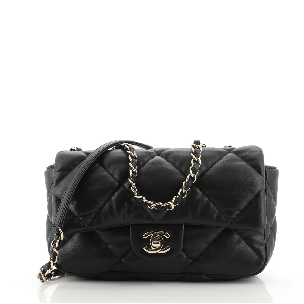 Chanel Puffy Bubbly CC Flap Bag Quilted Calfskin Medium Black 9272019
