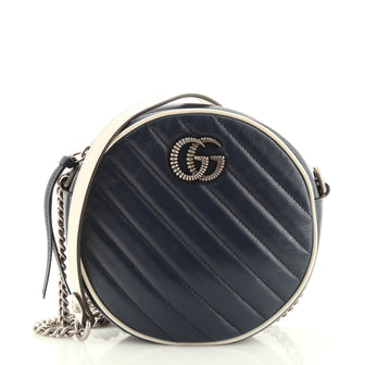 Gucci GG Marmont Round Shoulder Bag Diagonal Quilted Leather Mini