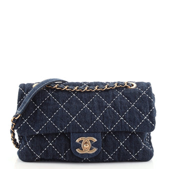 Chanel CC Chain Flap Bag Stitched Denim Medium