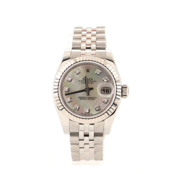 Rolex Oyster Perpetual Datejust Automatic Watch Stainless Steel and White Gold with Diamond Markers and Sodalite 26