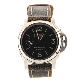 Panerai Luminor Marina 8 Days Acciaio Manual Watch Stainless Steel and Leather 44