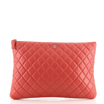 Chanel O Case Clutch Quilted Lambskin Large