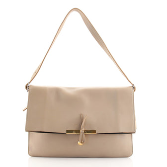 Celine Clasp Fold Over Shoulder Bag Leather Medium