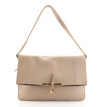 Celine Clasp Fold Over Shoulder Bag Leather Medium