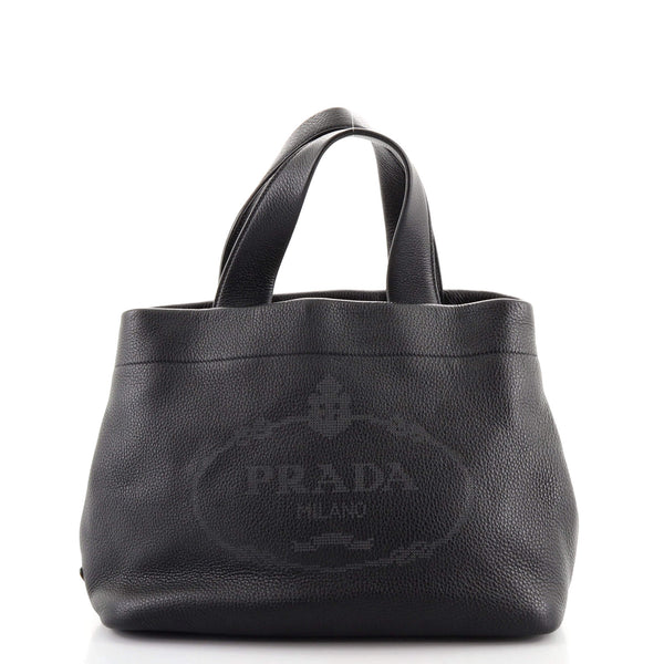 バッグ PRADA Black Perforated Leather Tote Bag Prada Black Perforated Tote Bag