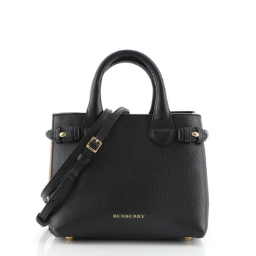 Burberry Banner Tote Leather and House Check Canvas Mini