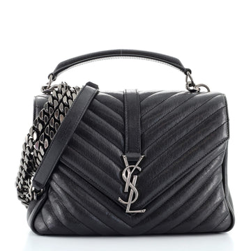 Saint Laurent Classic Monogram College Bag Matelasse Chevron Leather Medium