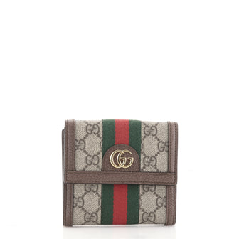 Gucci Ophidia French Flap Wallet GG Coated Canvas Compact