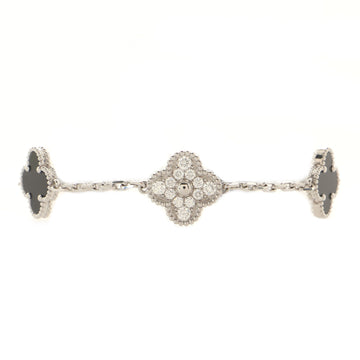 Van Cleef & Arpels Vintage Alhambra 5 Motifs Bracelet 18K White Gold and Onyx with Diamonds