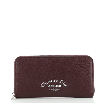 Christian Dior Zip Around Wallet Printed Leather Long