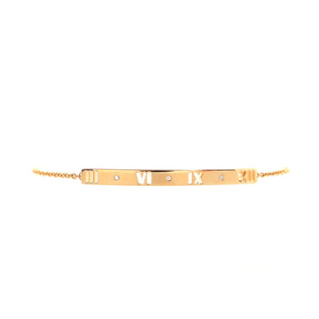 Tiffany & Co. Atlas Pierced Bar Chain Bracelet 18K Rose Gold with Diamonds