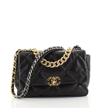 Chanel 19 Flap Bag Quilted Goatskin Large