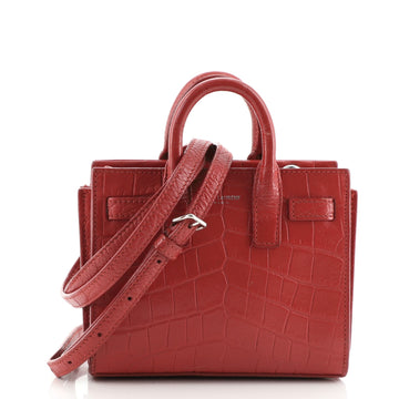 Saint Laurent Sac de Jour Bag Crocodile Embossed Leather Toy