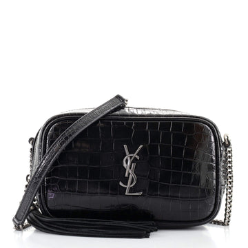 Saint Laurent Lou Camera Bag Crocodile Embossed Leather Mini
