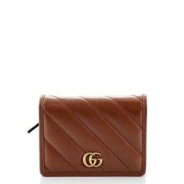 Gucci GG Marmont Flap Card Case Diagonal Quilted Leather