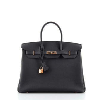 Birkin Handbag Noir Togo with Rose Gold Hardware 35