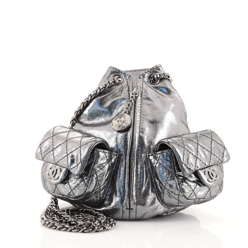 Chanel Backpack Is Back Leather Mini Silver 930731