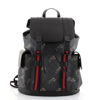 Gucci Double Pocket Buckle Backpack Printed GG Coated Canvas Large