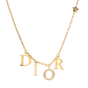 Christian Dior Logo Necklace Crystal Embellished Metal