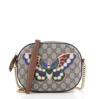 Gucci Chain Crossbody Bag Embroidered GG Coated Canvas Mini
