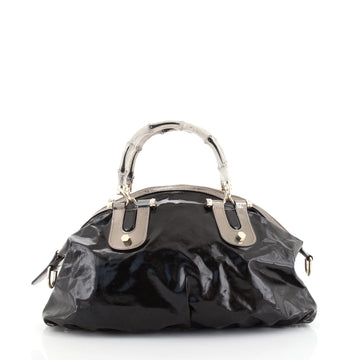 Gucci Pop Bamboo Bowler Bag Dialux Coated Canvas Medium