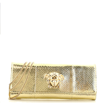 Versace Palazzo Medusa Chain Clutch Python Embossed Leather Long