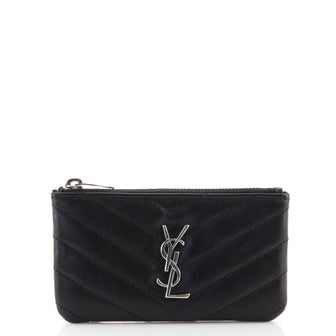 Saint Laurent Monogram Key Pouch Matelasse Chevron Leather