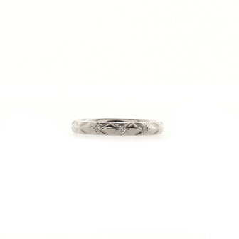 Chanel Matelasse Band 3 Diamonds Ring Platinum and Diamonds