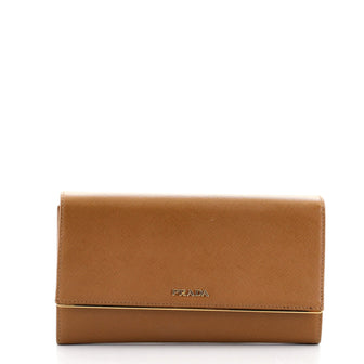 Prada Continental Flap Wallet Saffiano Leather with Metal Detail