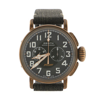 Zenith Pilot Montre d'Aeronef Type 20 Adventure Chronograph Automatic Watch Bronze and Matrix Leather 45