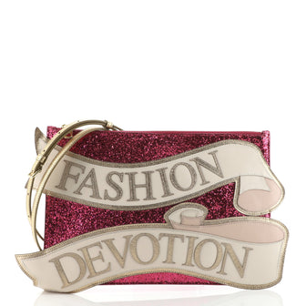 Dolce & Gabbana Fashion Devotion Cleo Crossbody Bag Glitter Leather