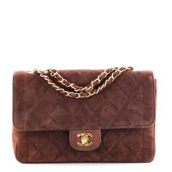 Chanel Vintage CC Chain Flap Bag Quilted Suede Medium